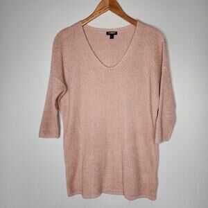 Express Pink Metallic Short Sleeve Sweater Women's Size Small